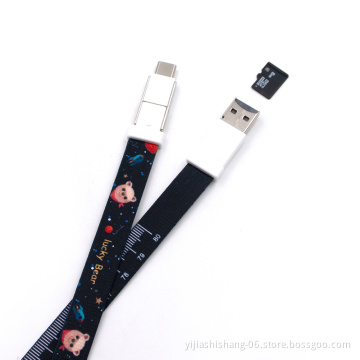 Cell Phone Lanyard Strap Micro-USB Charging Cable, 33.5 inch Ruler Lanyards Neck Charger Cord for Phone / Keys / Keychain